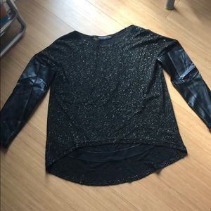 Generation love faux leather sleeves sweater